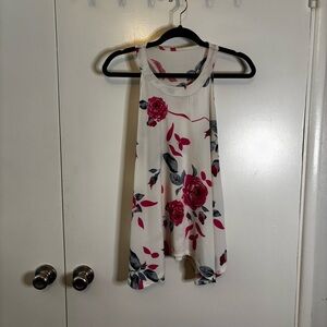 White and Pink Floral Racerback Tank Size M